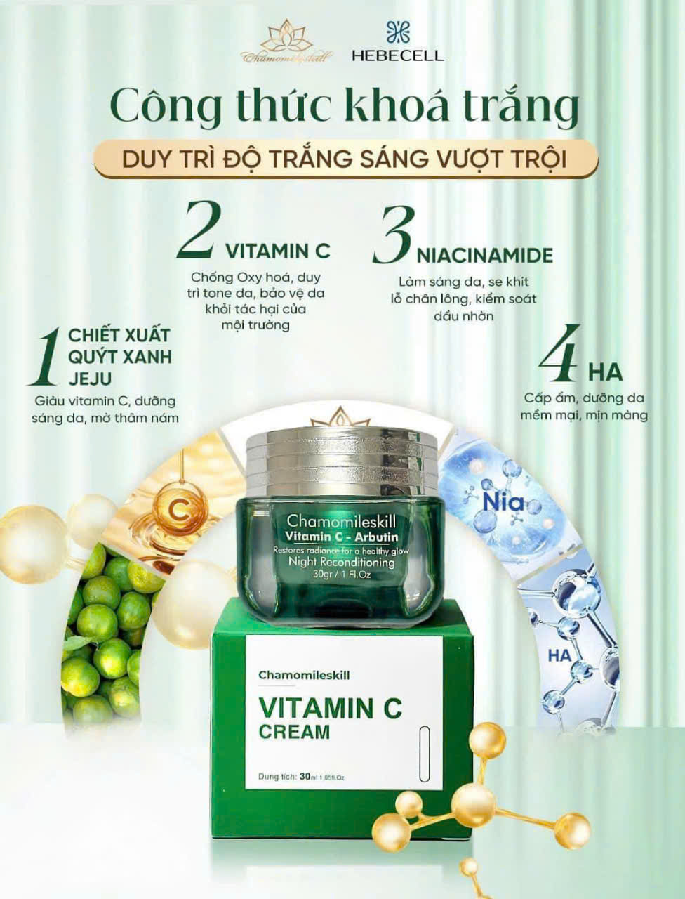 Kem khóa trắng Vitamin C Chamomileskill